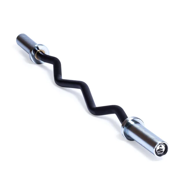 Bells of Steel EZCR2 45-inch curl bar with black angled shaft and silver sleeves