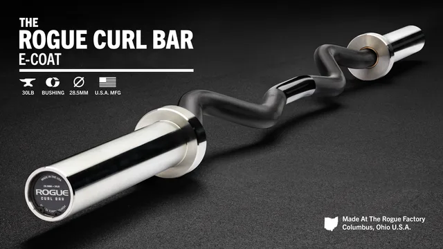 Rogue E-Coat Curl Bar with black curved shaft and silver sleeves